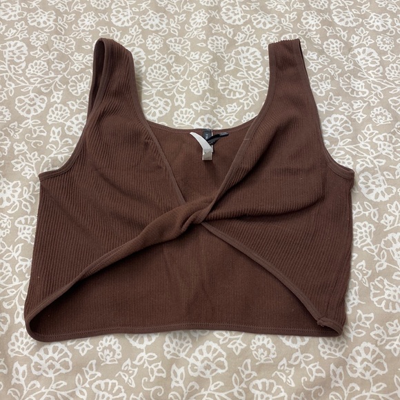 ‼️SOLD‼️Brown Ties Crop Top - Picture 1 of 3